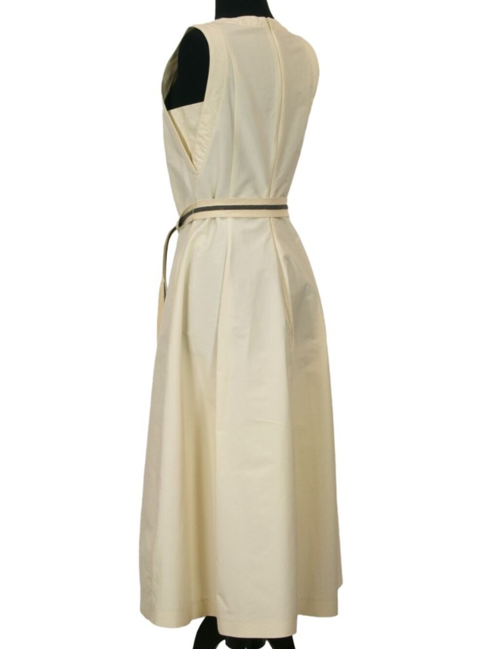 $3995 BRUNELLO CUCINELLI COTTON BLEND IVORY DRESS WITH MONILI BELT SIZE M - Picture 8 of 14
